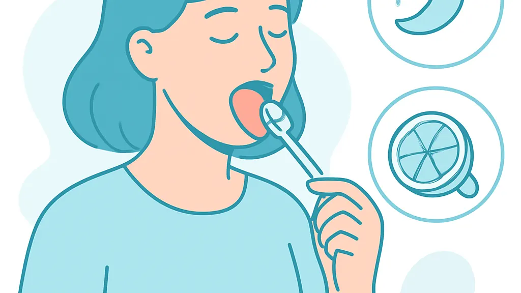柔らかいブラシでの舌のケアと、辛いもの・酸味の強い食品が刺激になることを示したフラットイラスト