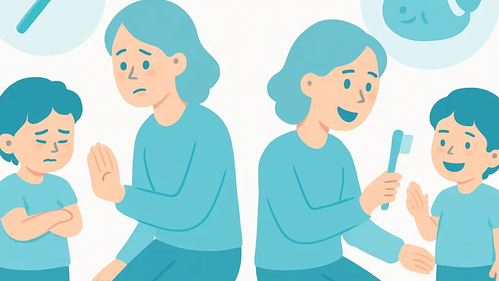 子どもが歯磨きを嫌がるの解説イラスト