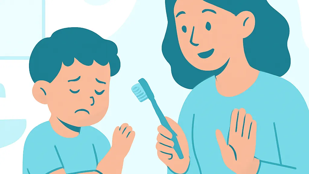 子どもが歯磨きを嫌がるに関するケア・予防のイメージイラスト