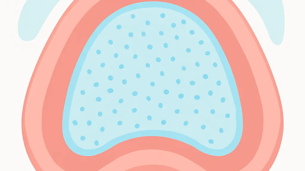 入れ歯の内面と細かな凹凸に汚れが残る様子を示したイラスト