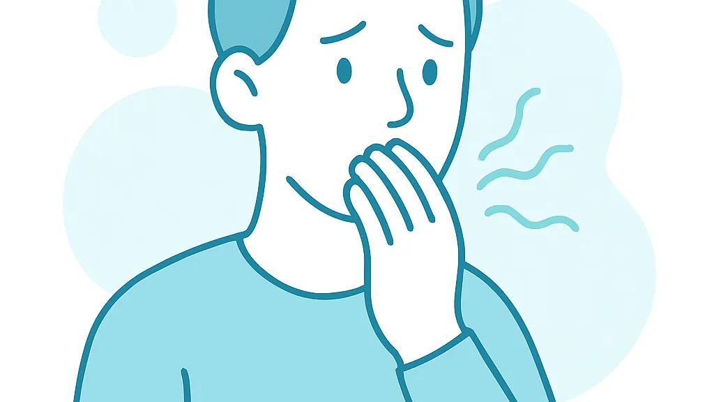 自分の口臭が気になって不安になる状態と自臭症のイメージイラスト