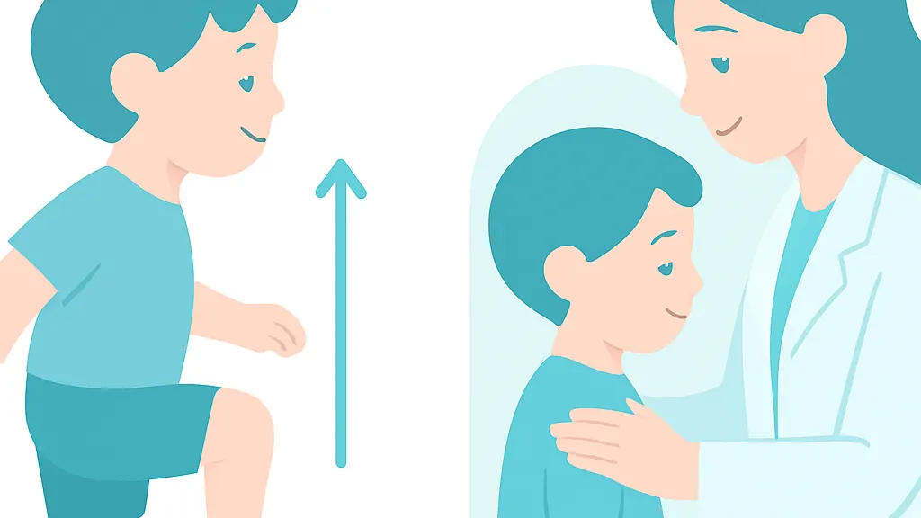 子どものあごの骨が成長する時期を利用して上あご・下あごのバランスを整える仕組みの模式図。成長期にしかできない骨格へのアプローチを示す