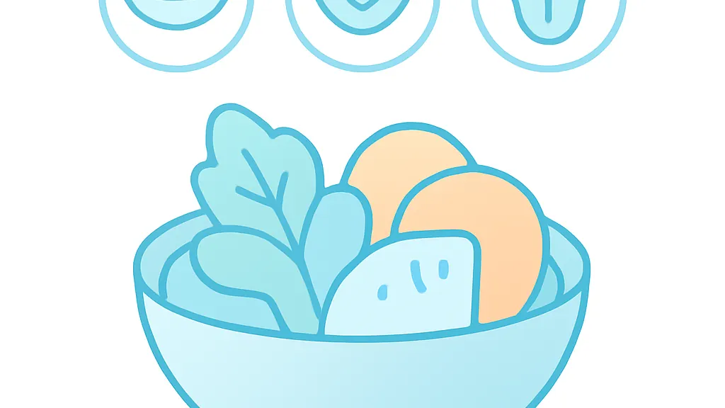 口の体操と食事の工夫を組み合わせた管理の流れを表したイラスト