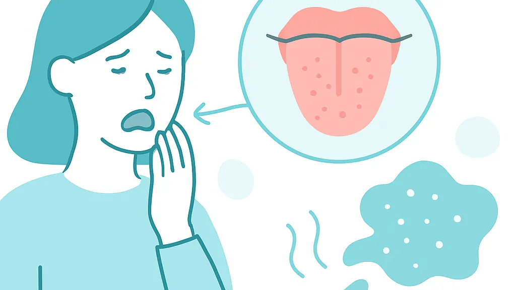 口が苦い・変な味がする原因の解説イラスト