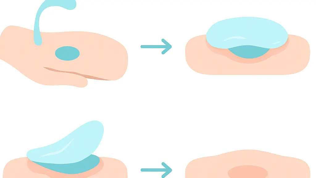 やけど直後の冷却から白い膜ができ皮がむけて治るまでの経過を時系列で並べた解説イラスト
