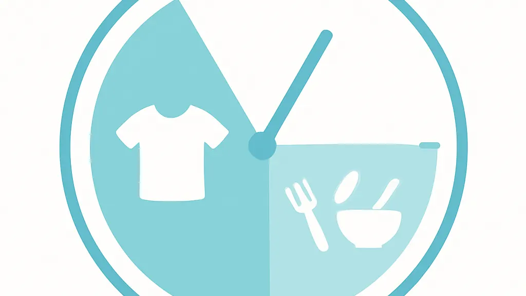 24時間の時計で大半をゴム装着時間として塗り、食事のわずかな時間だけ空白にしたイラスト