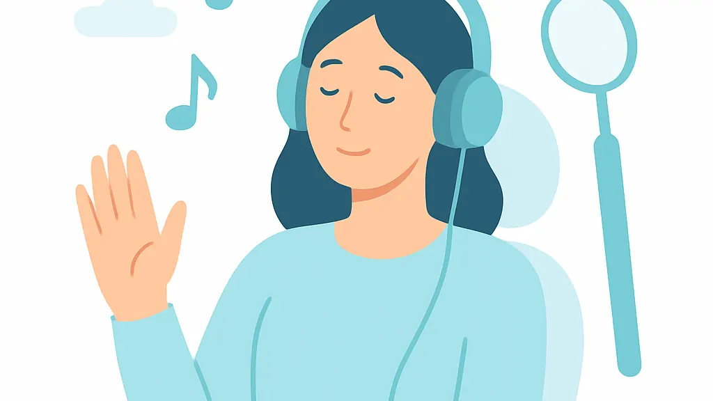 音楽や合図の取り決めで削る治療の不安をやわらげる工夫のイメージ