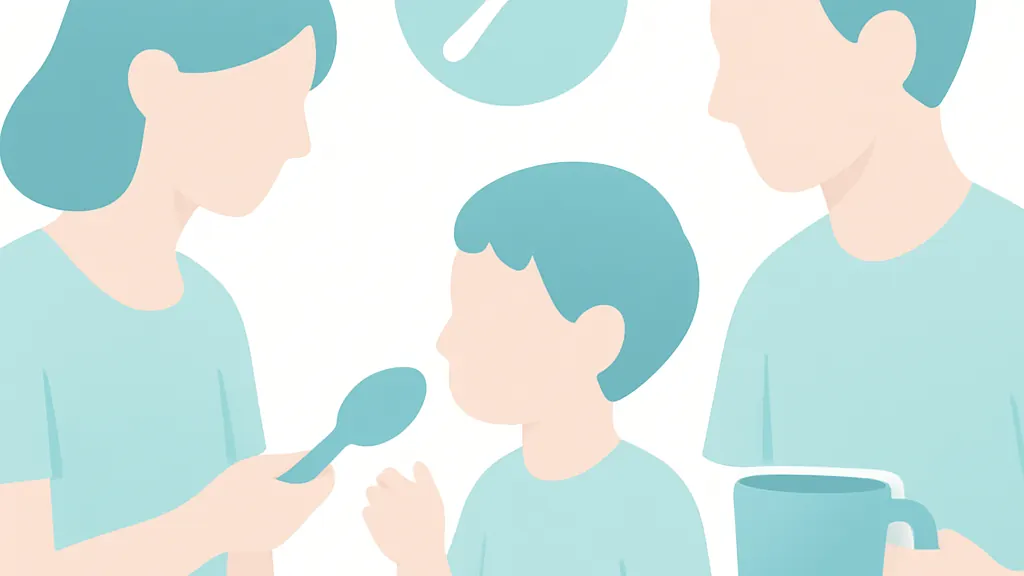 家族での食事と歯みがき習慣を示す解説イメージ