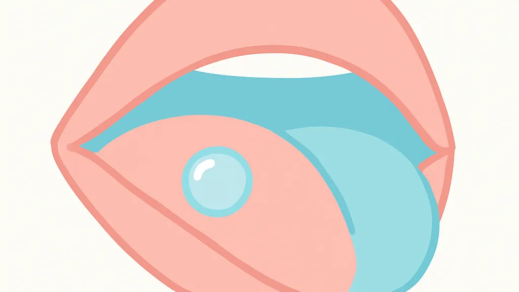 下唇の内側にできた透明な水ぶくれを示した口の中のイラスト