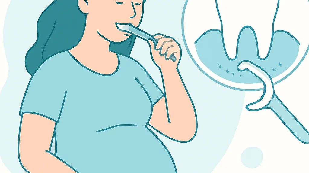 妊娠中の歯周病（妊娠性歯肉炎）の解説イラスト