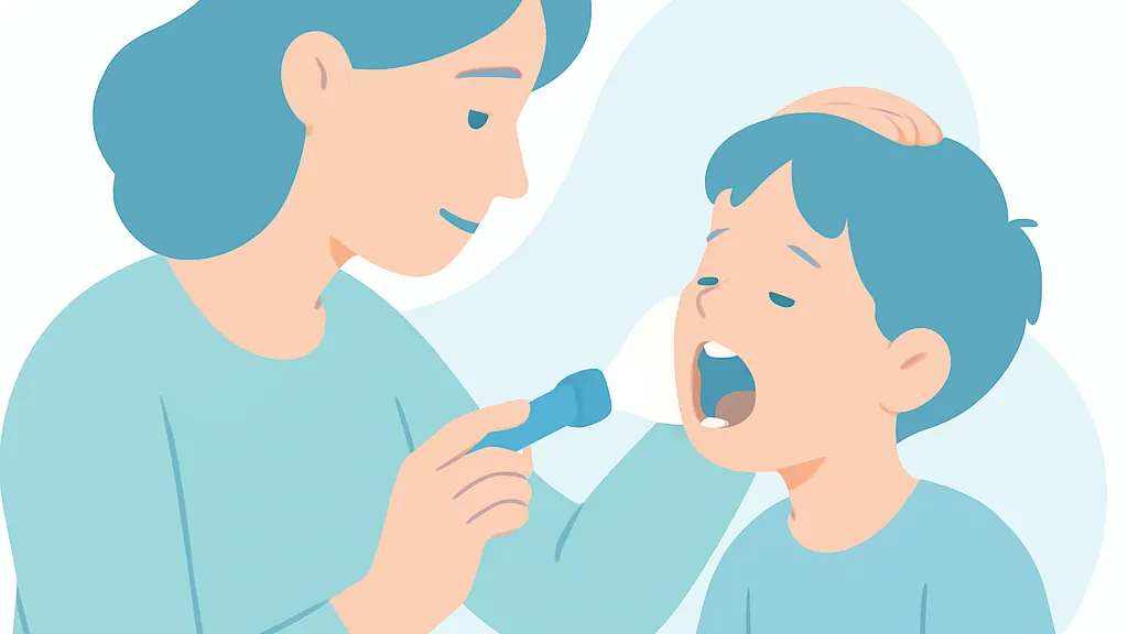 保護者が自宅で子どもの歯を確認している場面のイラスト
