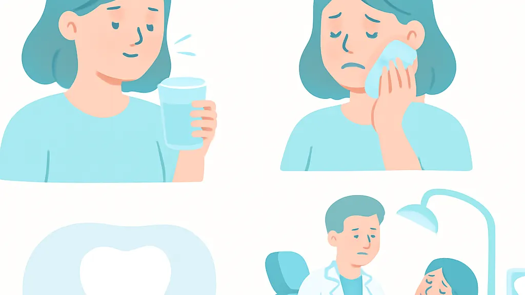 親知らず周りの歯茎が腫れたときに受診までできる応急的な対処を整理した図。市販の痛み止め、やさしい清掃、薄い塩水でのうがい、頬の外側からの冷却、早めの受診の目安を示したもの